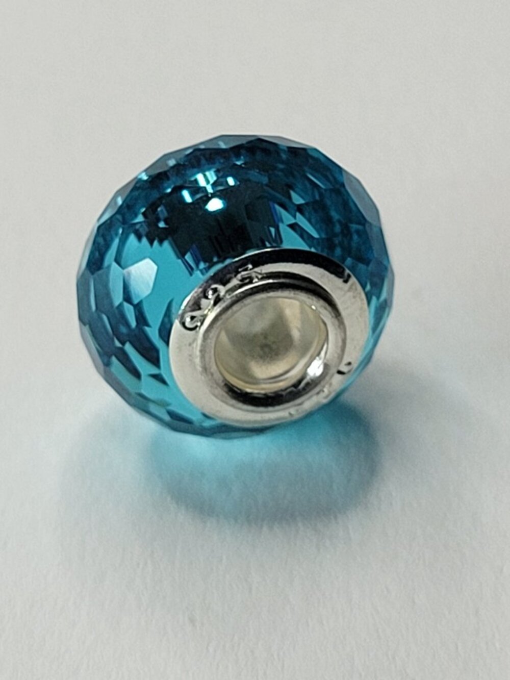 NWT For Pandora Charm Bracelets S925 European Bead Aqua Blue Glass MultiFaceted - Picture 4 of 9